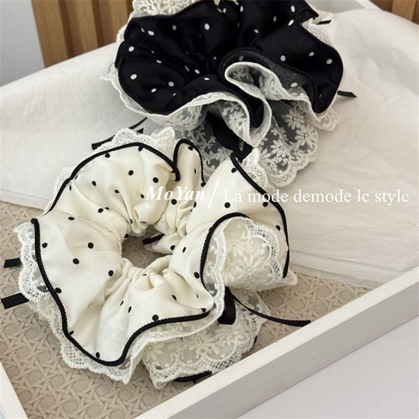  Scrunchies chấm bi mix ren nơ 
