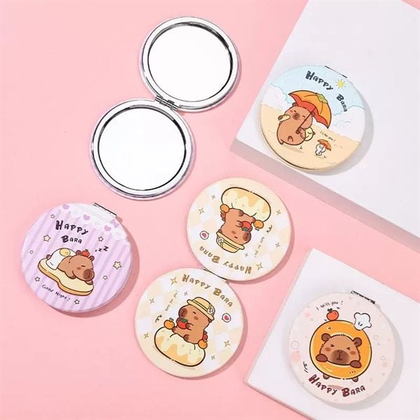  Gương gập bọc da bỏ túi Capybara tròn 