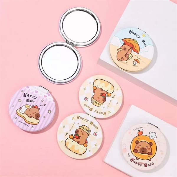  Gương gập bọc da bỏ túi Capybara tròn 