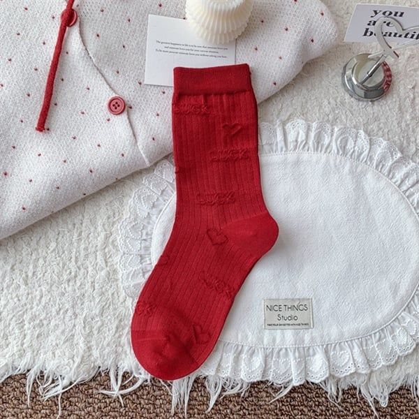  Tất Tom's family tone đỏ hình nổi nhí 