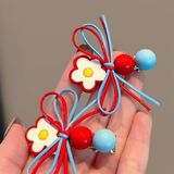  Kẹp tóc hoa nơ chấm tròn xanh đỏ nơ 