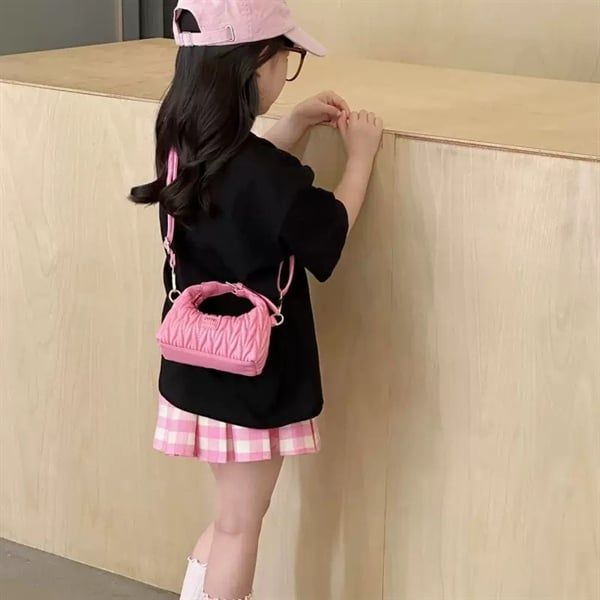  Túi da mini hồng vân thừng 