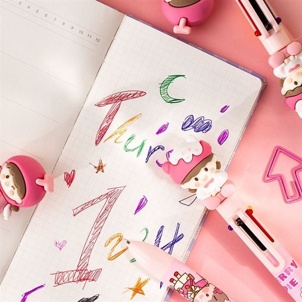  Bút 6 màu bé mũ hồng 