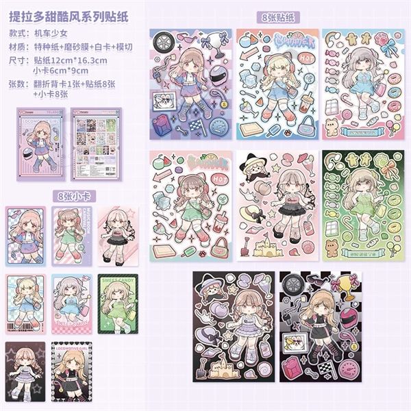  Set Sticker stylist bé gái Telado 8 trang + 8 card 