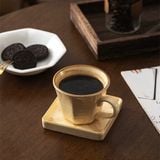  Cốc sứ be đĩa vuông kẻ caro 200ml 