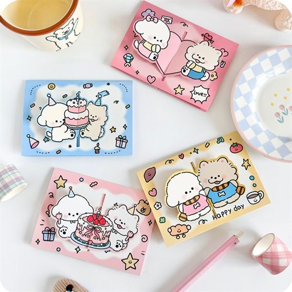  Thiệp gài 2 cún sinh nhật 