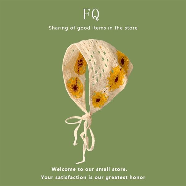  Khăn len tam giác trùm đầu Hoa vàng 