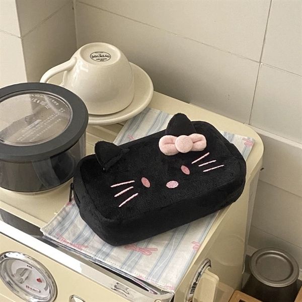  Hộp bút vải Hello Kitty đen nơ hồng 