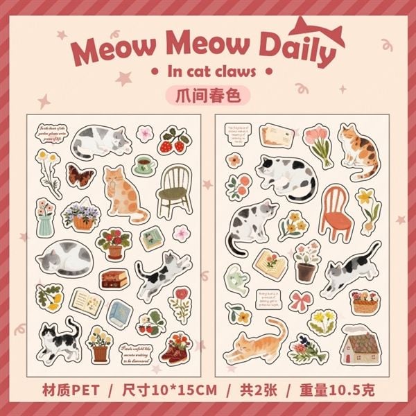  Sticker Meow Meow Daily 2 tờ 