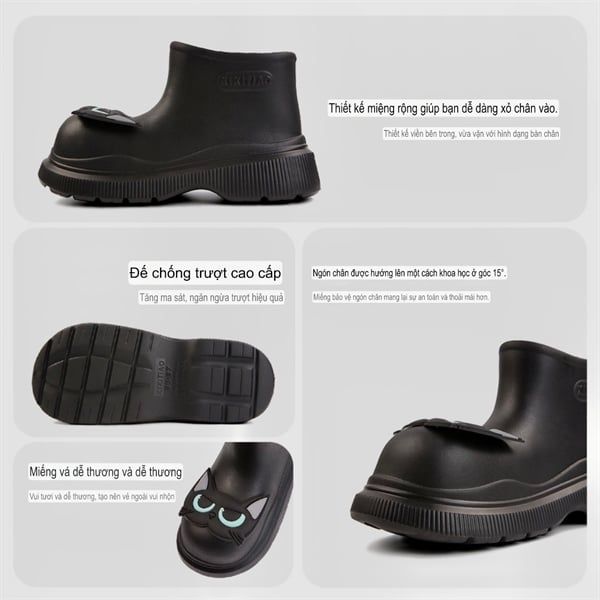  Giày đi mưa mèo mun 