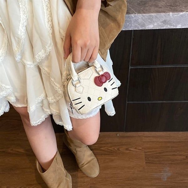  Túi da mini Hello Kitty vân trám 