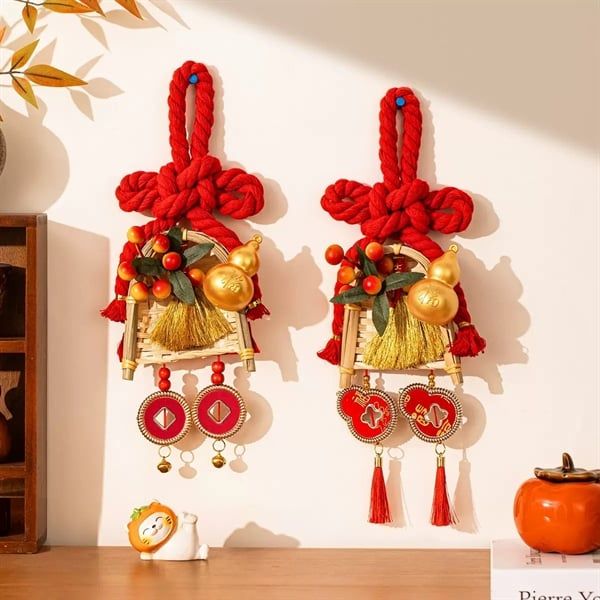  Dây treo bện thừng hồ lô decor Tết 
