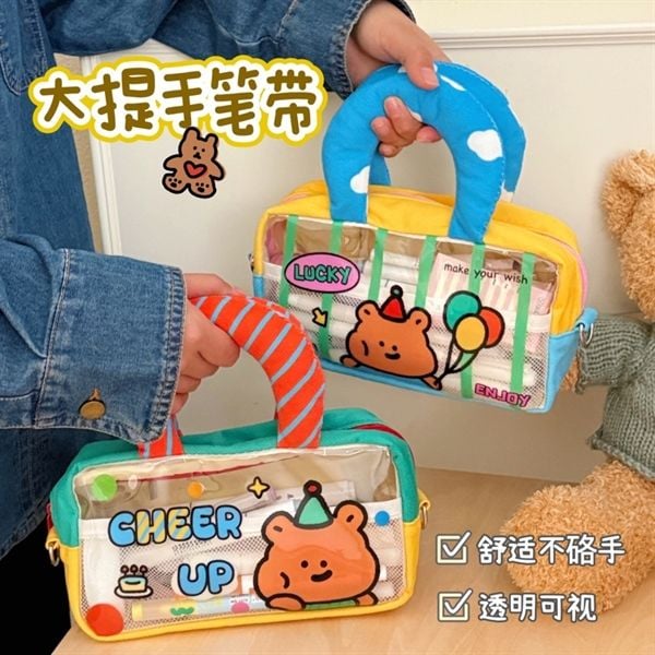  Hộp bút quai xách bông mặt trong 