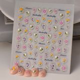  Sticker dán móng viền vàng bầu dục ong hoa 