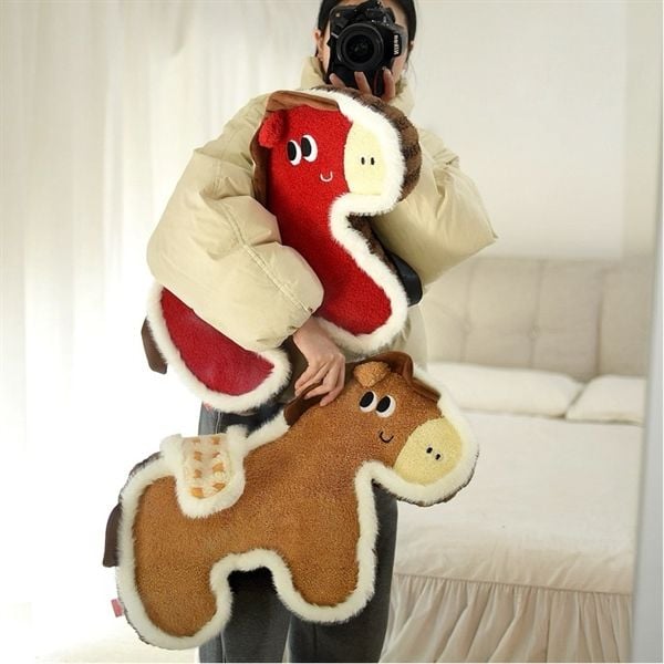  Ngựa bông viền lông trắng 60cm 