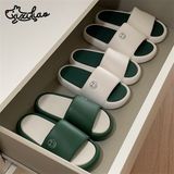  Dép quai ngang xanh trắng logo cún 