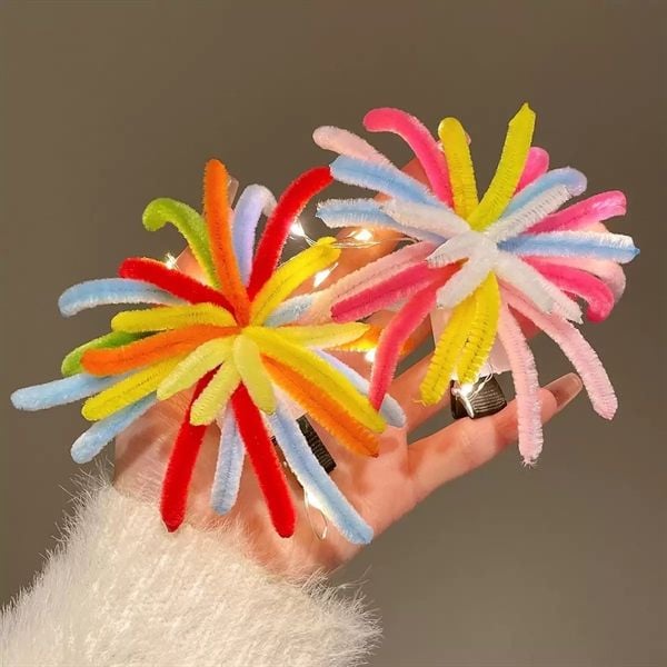  Kẹp tóc pháo hoa nhung có đèn 