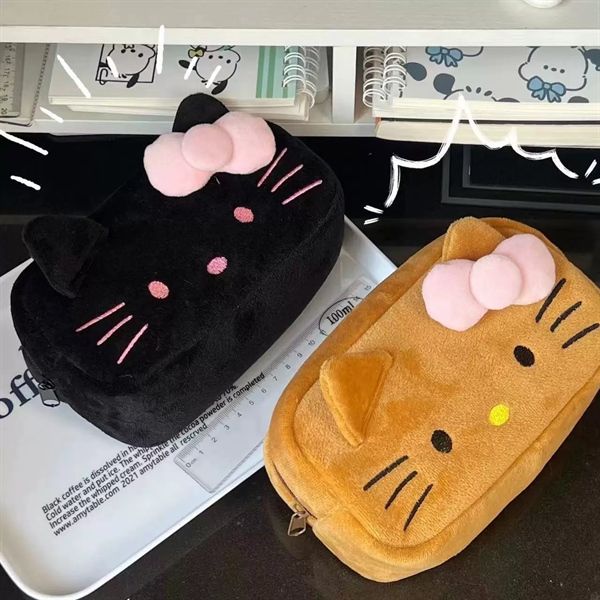  Hộp bút vải Hello Kitty đen nơ hồng 