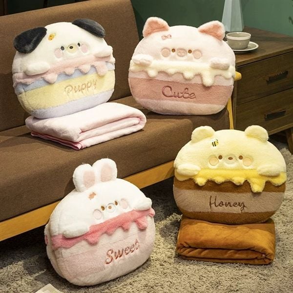  Gối kèm chăn thú kem chảy 40cm 