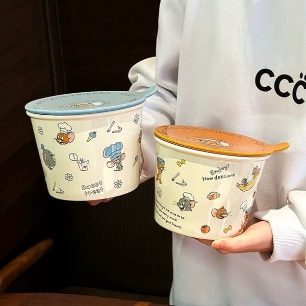  Bát tô ăn mì Tom&Jerry có nắp 1100ml 