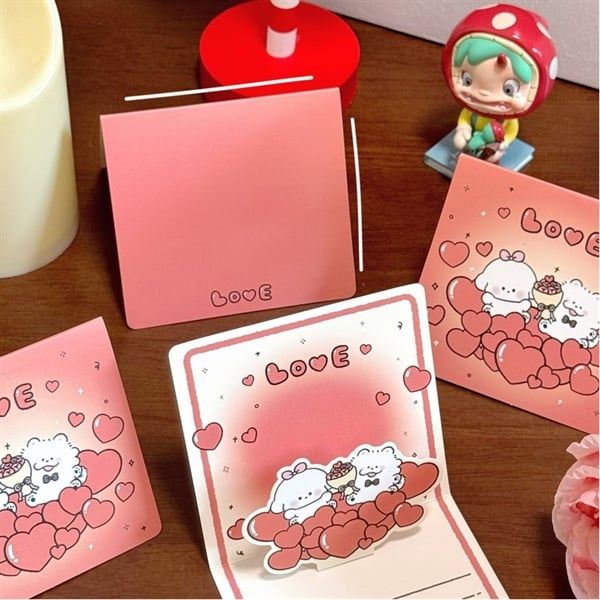  Thiệp dựng trái tim cún love đỏ 