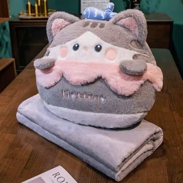  Gối kèm chăn mèo đội cá 40cm 