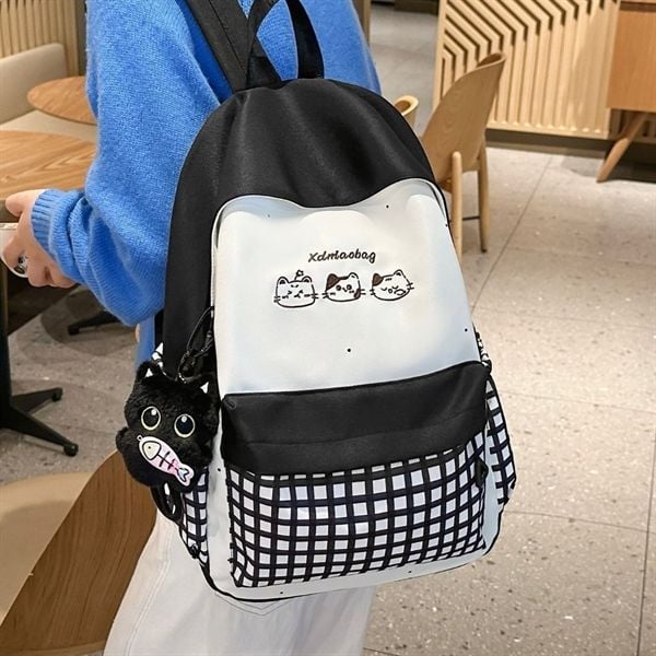  Balo 3 mèo móc khoá mèo bông 