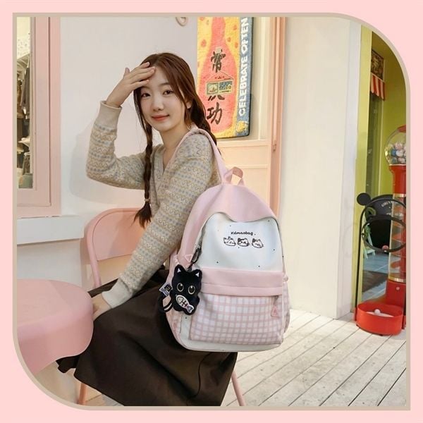  Balo 3 mèo móc khoá mèo bông 