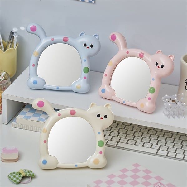  Gương mèo uốn cong chấm bi 