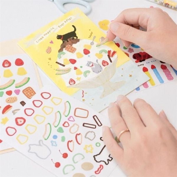  Thiệp bánh sinh nhật + sticker DIY 