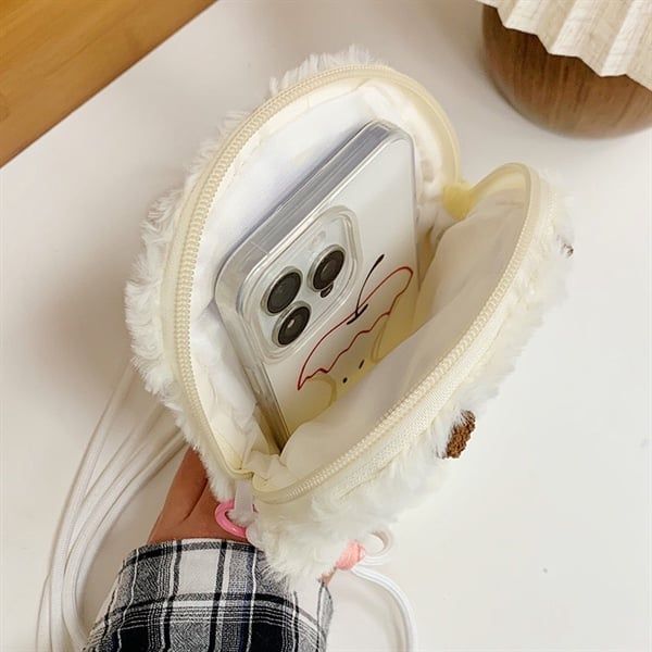  Túi cừu bông mini ôm đào 