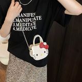  Túi da Hello Kitty đầu chibi quai xách 