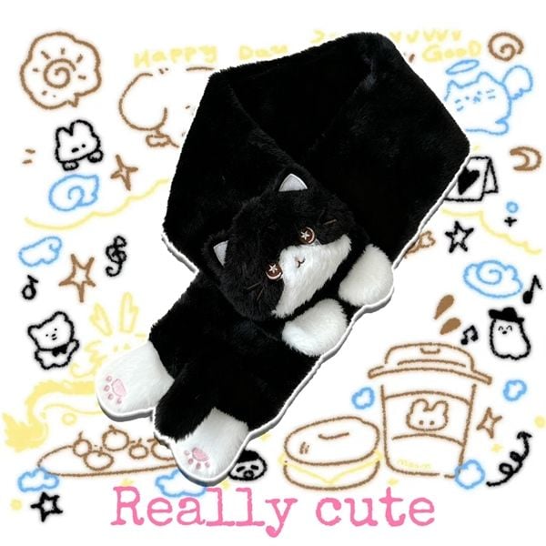  Khăn quàng cổ mèo đen mắt sao 