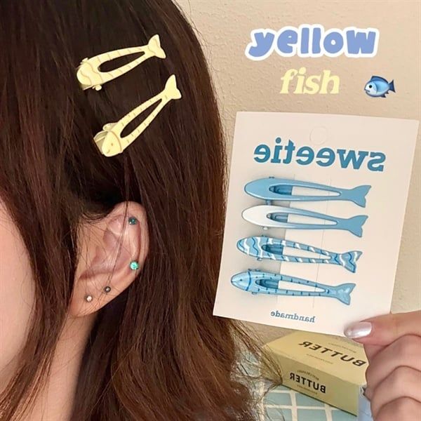  Set 4 kẹp tóc cá kim loại 