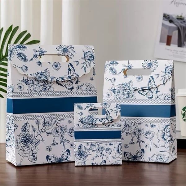  Túi quà gập miệng hoa bướm xanh 