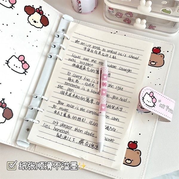  Sổ da Hello Kitty gáy lò xo A5 