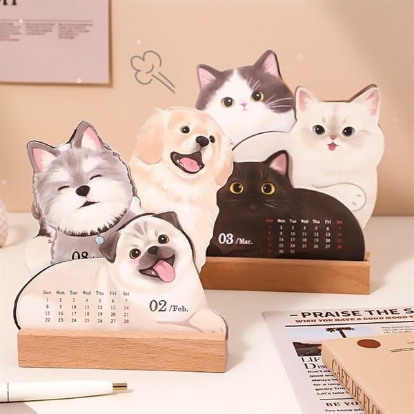  Lịch để bàn thú cưng đế gỗ 