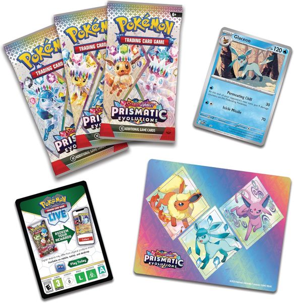 Pokemon TCG 3 Pack Blister : Scarlet & Violet Prismatic Evolutions Tech Sticker Collection