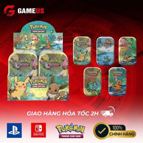 Thẻ Bài Pokemon TCG: Kanto Friends (Eevee) Mini Tin Display Box 10 Tins