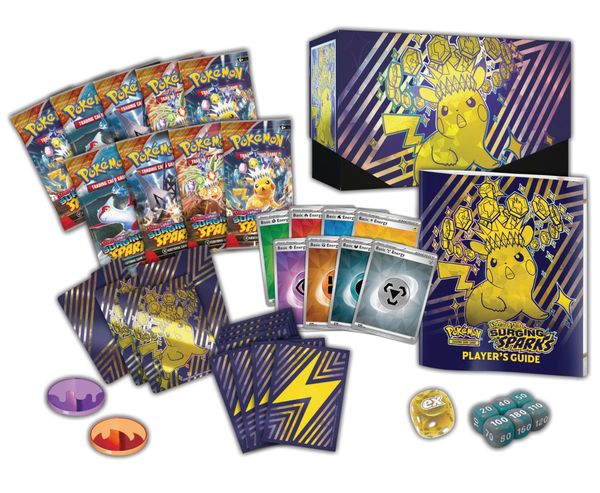Pokemon TCG Scarlet & Violet : Surging Sparks  2-Pack Elite Trainer Box and Booster Bundle