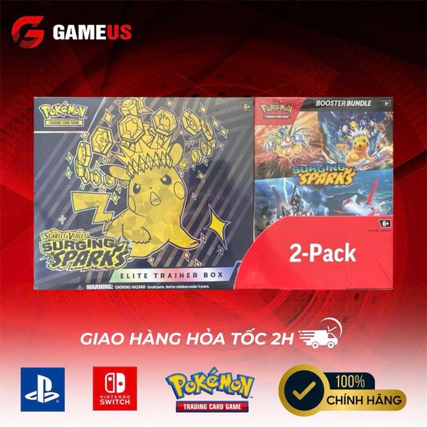 Pokemon TCG Scarlet & Violet : Surging Sparks  2-Pack Elite Trainer Box and Booster Bundle