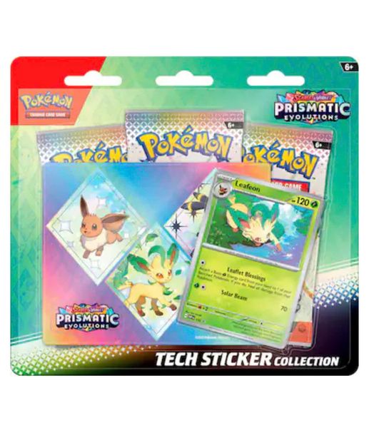 Pokemon TCG 3 Pack Blister : Scarlet & Violet Prismatic Evolutions Tech Sticker Collection