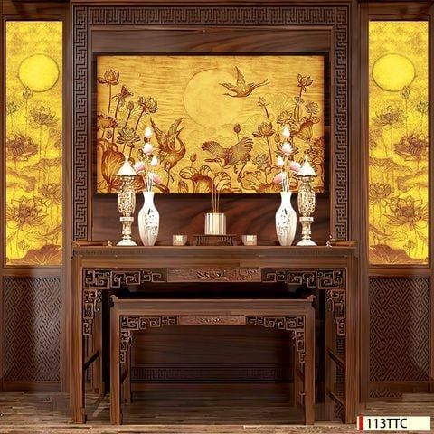 TRANH TREO TƯỜNG - TRANG TRÍ PHÒNG THỜ - CHỦ ĐỀ TRANH TRÚC CHỈ ĐƠN NGANG - KHỔ LỚN