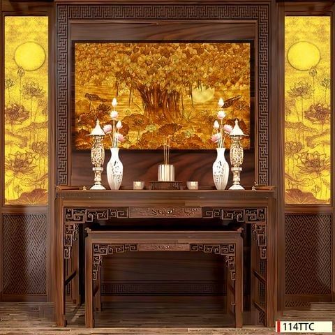 TRANH TREO TƯỜNG - TRANG TRÍ PHÒNG THỜ - CHỦ ĐỀ TRANH TRÚC CHỈ ĐƠN NGANG - KHỔ LỚN