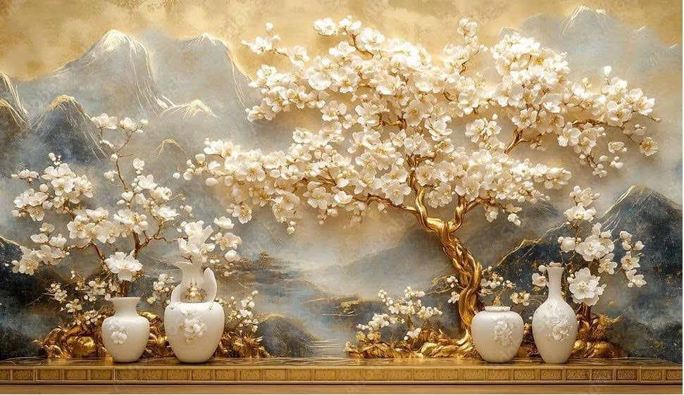 1176 - TRANH DÁN TƯỜNG PHÒNG KHÁCH - TRANH TRANG TRÍ - TRANH DÁN TƯỜNG TIỂU CẢNH - KIỂU TRANH LIỀN KHỔ| MÃ T3D-1416293018