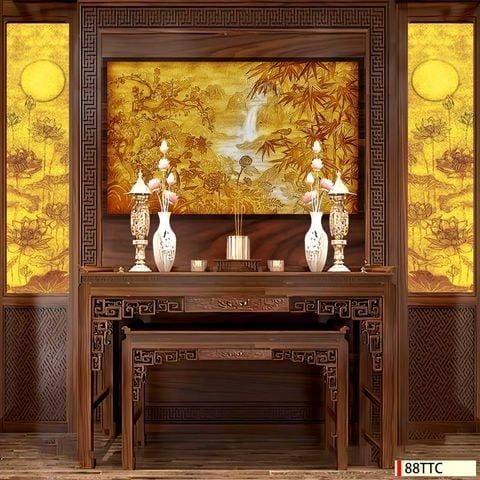 TRANH TREO TƯỜNG - TRANG TRÍ PHÒNG THỜ - CHỦ ĐỀ TRANH TRÚC CHỈ ĐƠN NGANG - KHỔ LỚN