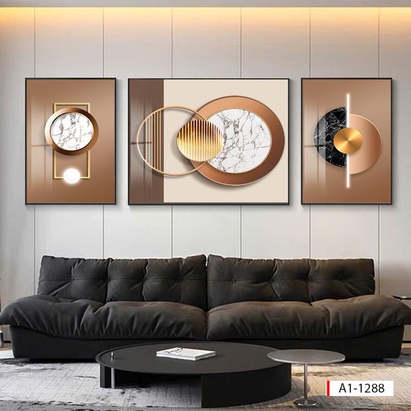 1059 - TRANH TREO PHÒNG KHÁCH SOFA - TRANH TRANG TRÍ - TRANH TREO TƯỜNG HIỆN ĐẠI TRỪU TƯỢNG - KIỂU TRANH GHÉP BỘ 3 BỨC | MÃ A1-1288