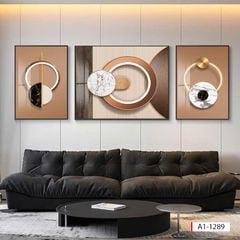 1061 - TRANH TREO PHÒNG KHÁCH SOFA - TRANH TRANG TRÍ - TRANH TREO TƯỜNG HIỆN ĐẠI TRỪU TƯỢNG - KIỂU TRANH GHÉP BỘ 3 BỨC | MÃ A1-1289