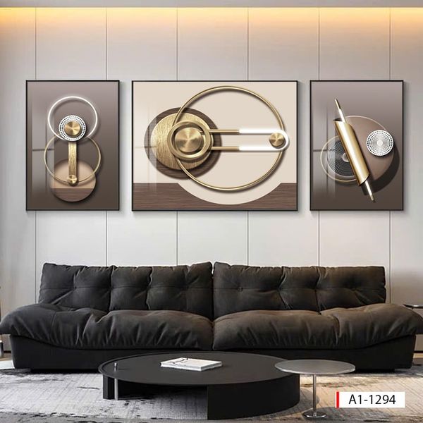 1064 - TRANH TREO PHÒNG KHÁCH SOFA - TRANH TRANG TRÍ - TRANH TREO TƯỜNG HIỆN ĐẠI TRỪU TƯỢNG - KIỂU TRANH GHÉP BỘ 3 BỨC | MÃ A1-1294