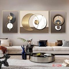 1067 - TRANH TREO PHÒNG KHÁCH SOFA - TRANH TRANG TRÍ - TRANH TREO TƯỜNG HIỆN ĐẠI TRỪU TƯỢNG - KIỂU TRANH GHÉP BỘ 3 BỨC | MÃ A1-1296